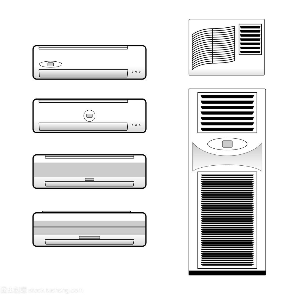 类型的空调图标设置矢量股票